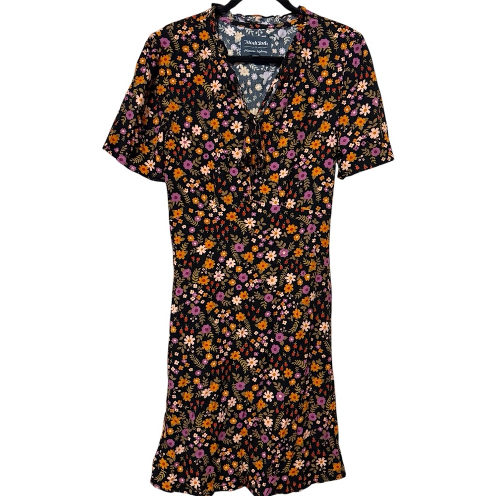 ModCloth x Princess Highway Floral Black Dress‎ Sz 10
